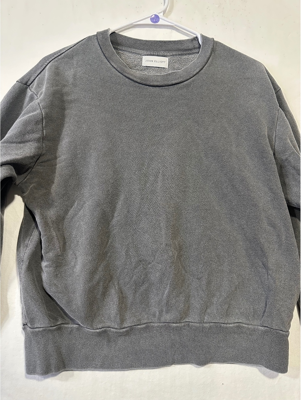 John Elliott Cotton Crewneck Vintage Washed Sweatshirt Gray Men’s XS - Picture 2 of 9